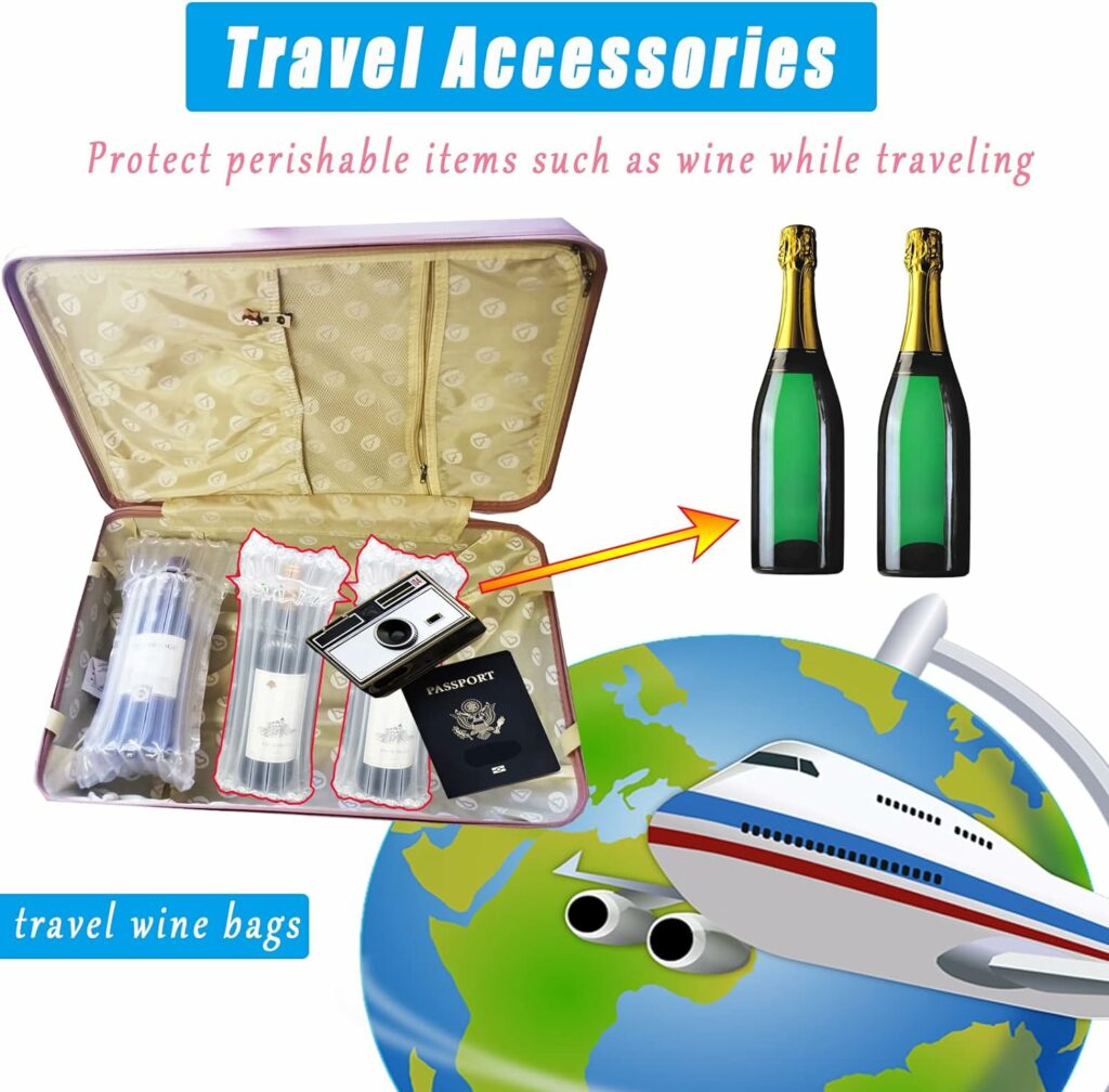 10 Packs Wine Travel Inflatable Bag Airplane | Wine Bottle Travel Protector Bags | Bubble Travel Camping Wrap Pouches Packing for Wine Bottles（10）