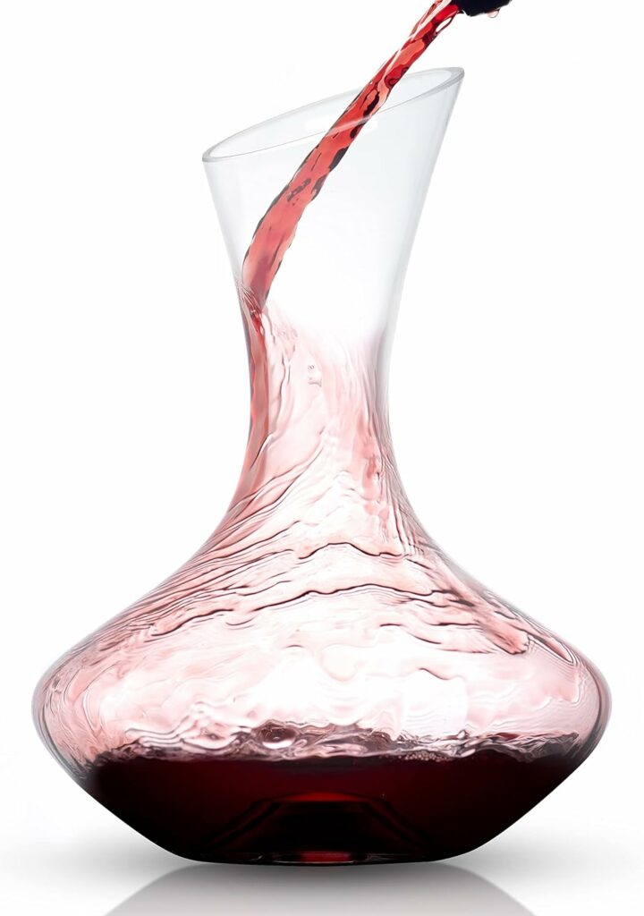 JoyJolt Lancia Wine Decanter Crystal Wine Aerator Handmade Base Glass Pitcher Ultra Elegant Design Easy Pour Slanted Spout for Wine 1200ml (40 fl.oz)