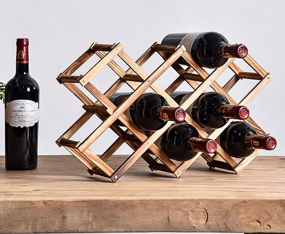 LoongZDD Freestanding Stackable Wine Rack Organizer for Countertop and Cabinets with Foldable Design and Scratch-Resistant Protector
