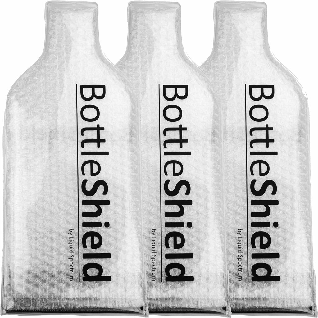 Reusable Wine Protector Travel Bag by Bottle Shield (3-pack) - Unbreakable Bottle Shipping Sleeve, Leak Proof Double Layer Wine Bubble Wrap Sleeve | Travel Wine Bags for Suitcase Luggage