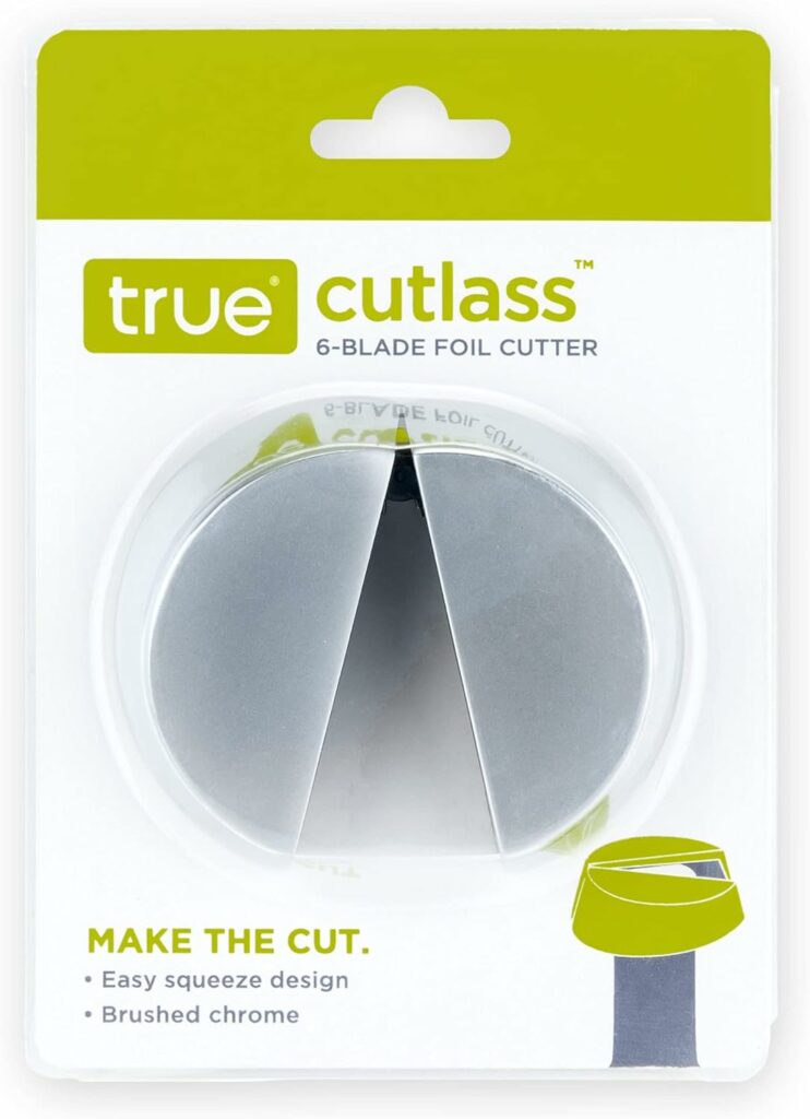 True Cutlass 6-Blade Wine Foil Cutter Tool - Stainless Steel, Wine Bottle Top Opener, Wine Blade, Wine Accessory, Silver